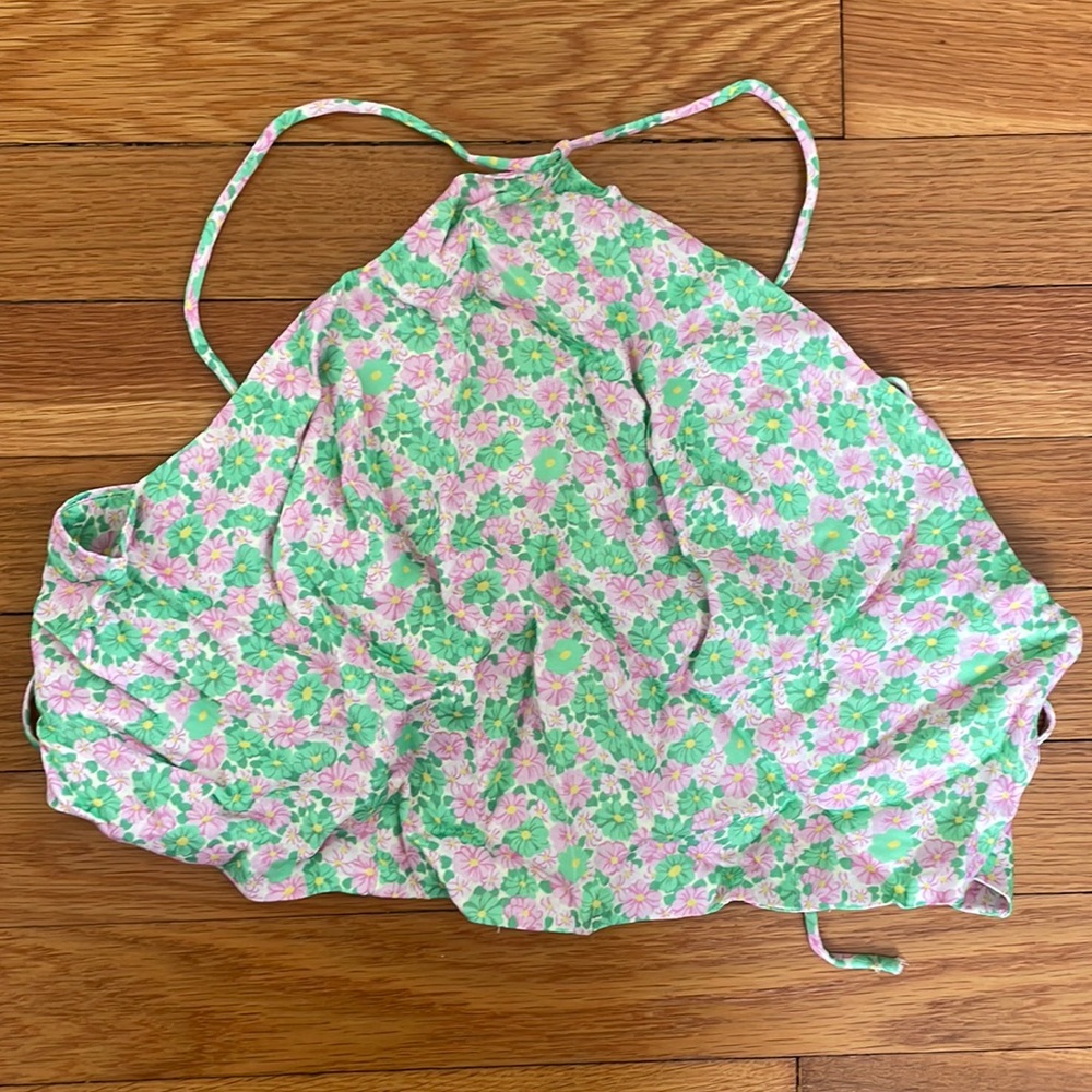 Zara Floral open tie back crop top